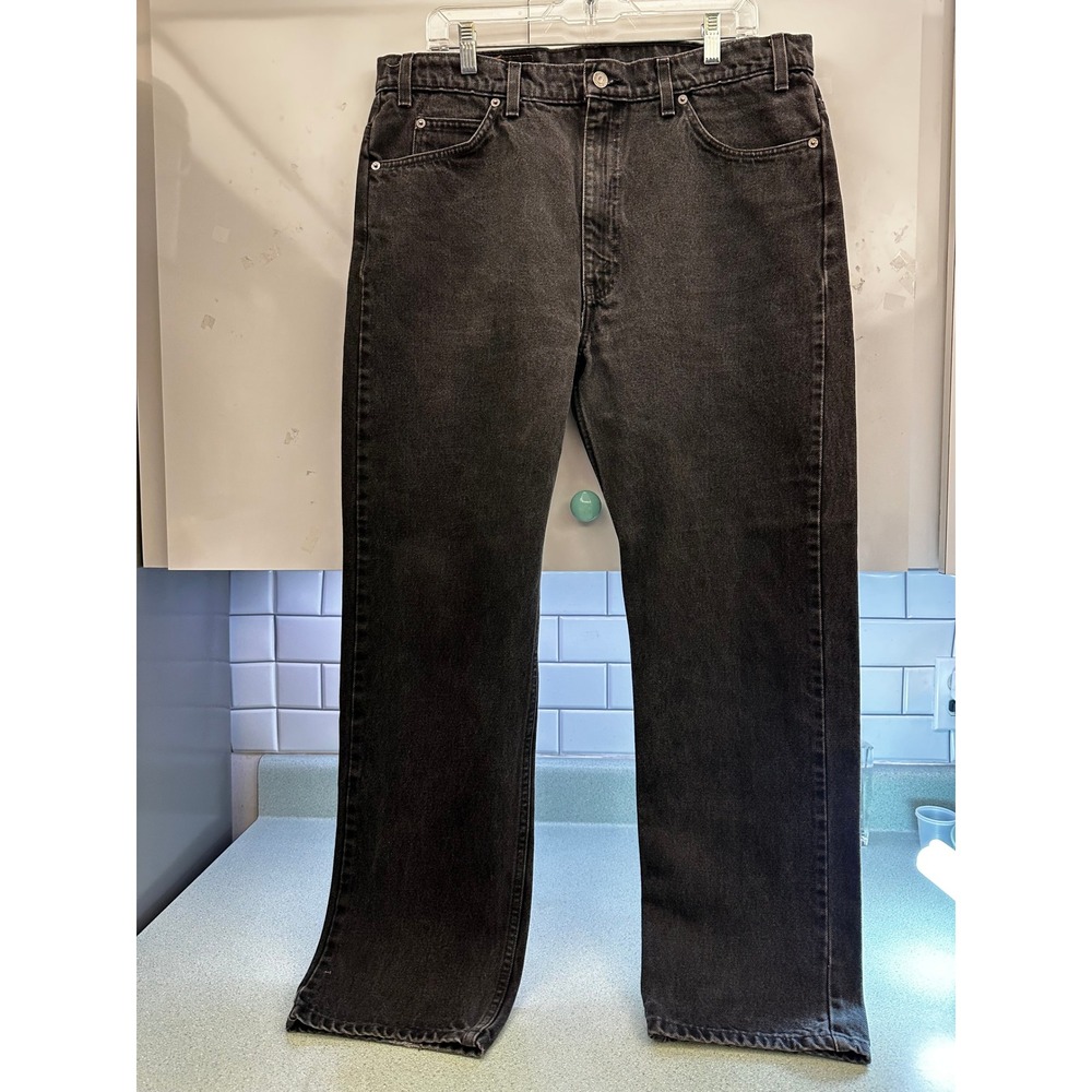 Vintage Levis 505 Orange Tab Jeans Mens 38x30 Faded Black Straight Leg Denim